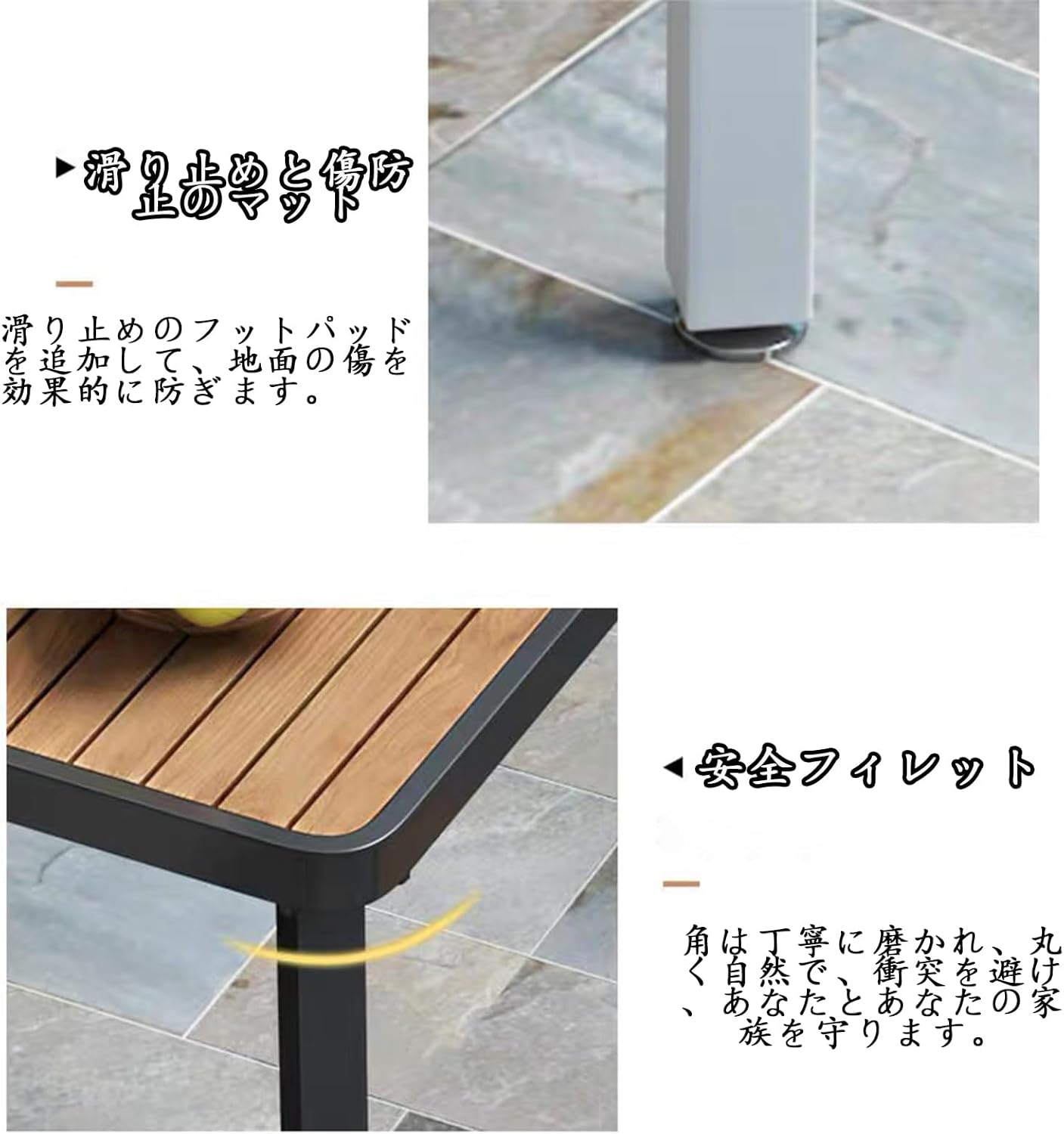 ガーデンテーブルセット 屋外ダイニングテーブル ガーデンファニチャー ガーデンファニチャ―セット 金属フレーム プラスチック製の木製のテーブルトップ 防水性と耐日光性 お手入れが簡単 屋内/屋外、裏庭、キッチン用コンパクト キャン D