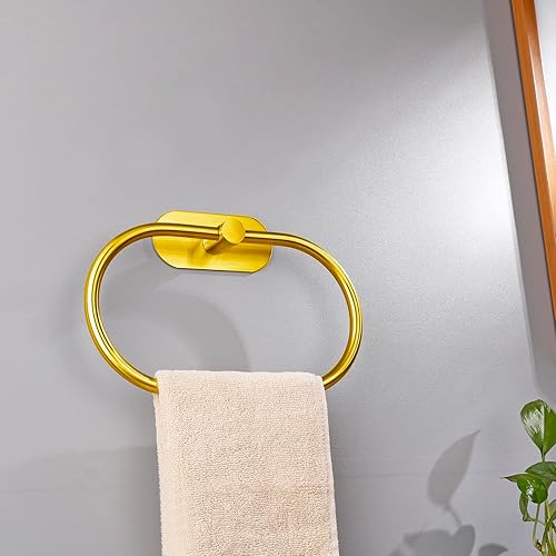 Miniatura 9 de Toallero  anillo de toalla de baño, anillo autoadhesivo para toalla de mano para baño, soporte de toalla de mano adhesivo de acero inoxidable, sin