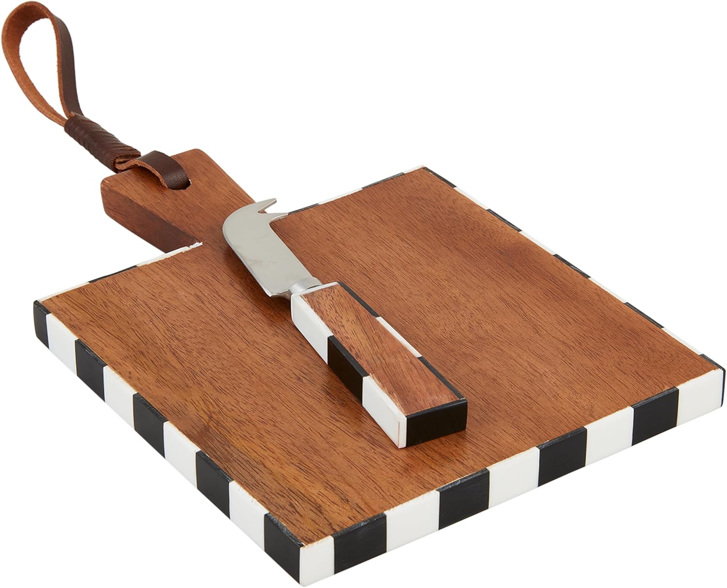 Mud Pie Square Mini Resin Wood Board; Board 9" x 6 1/2" | Spreader 5 1/2"