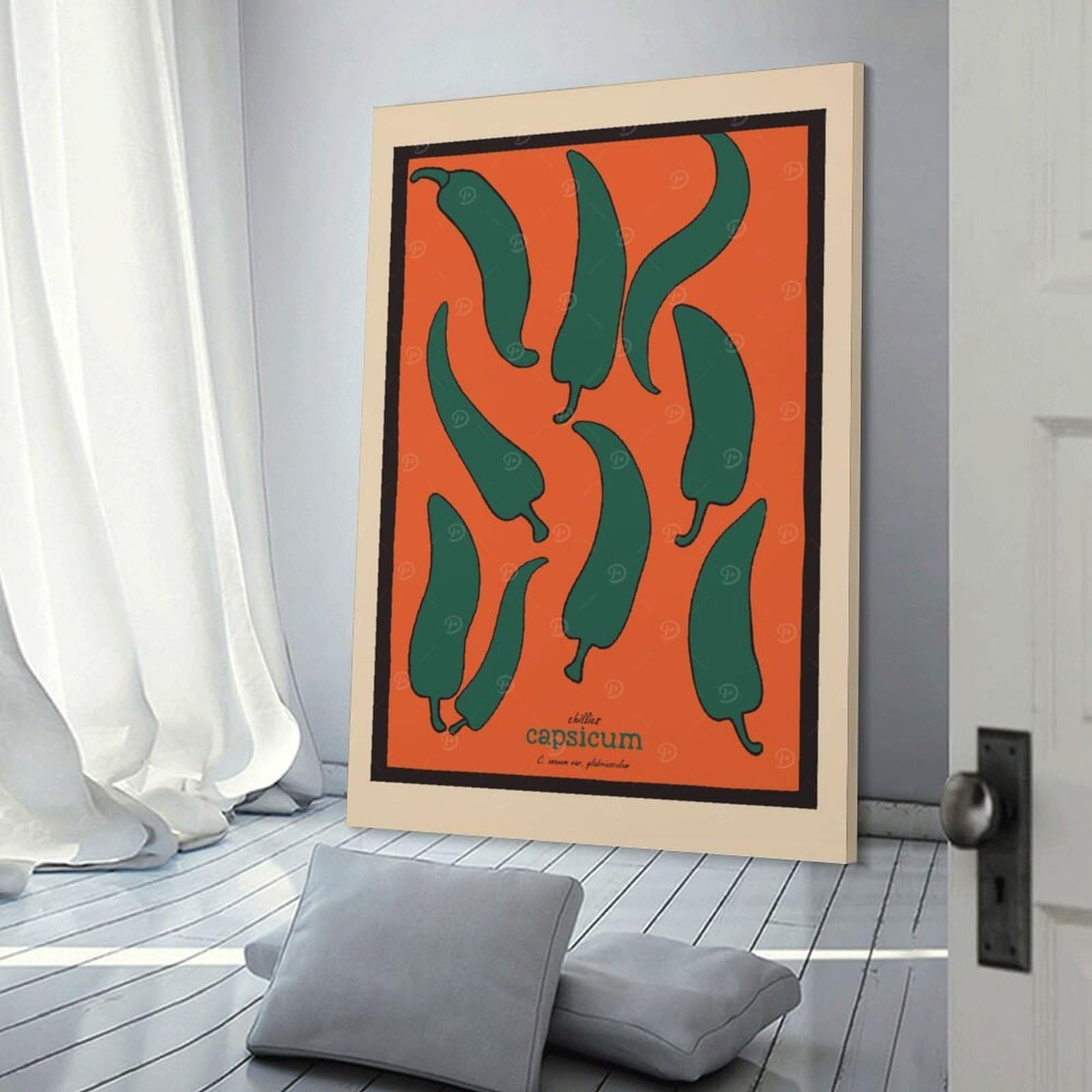 Junmoney Chili Pepper Illustration Hanging Wall Art, 20x30inch(50x75cm), for Gallery Wall Decor And Room Displays, Home Wall Art for Statement Displays