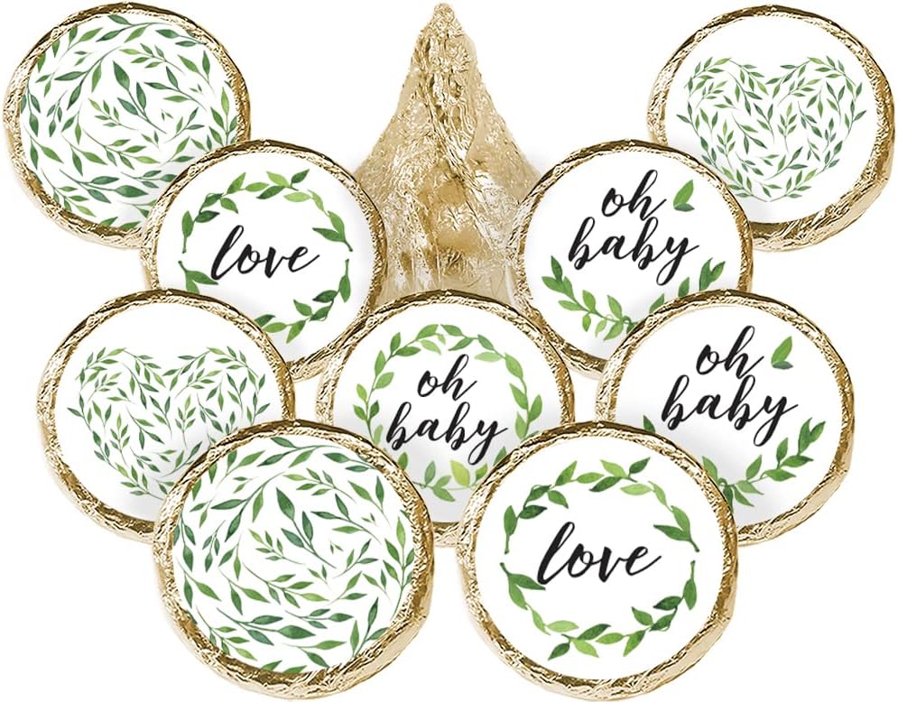Greenery Baby Shower Favor Stickers - 180 Labels