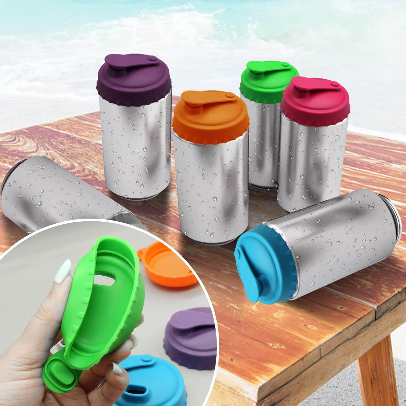 ZONEWD 6 couvercles canette réutilisables en silicone avec ouverture paille, couvercles canette étanches pour cola, jus, bière, convient pour canettes 5, 3 cm ZONEWD 6 couvercles canette réutilisables en silicone avec ouverture paille, couvercles canette étanches pour cola, jus, bière, convient pour canettes 5, 3 cm