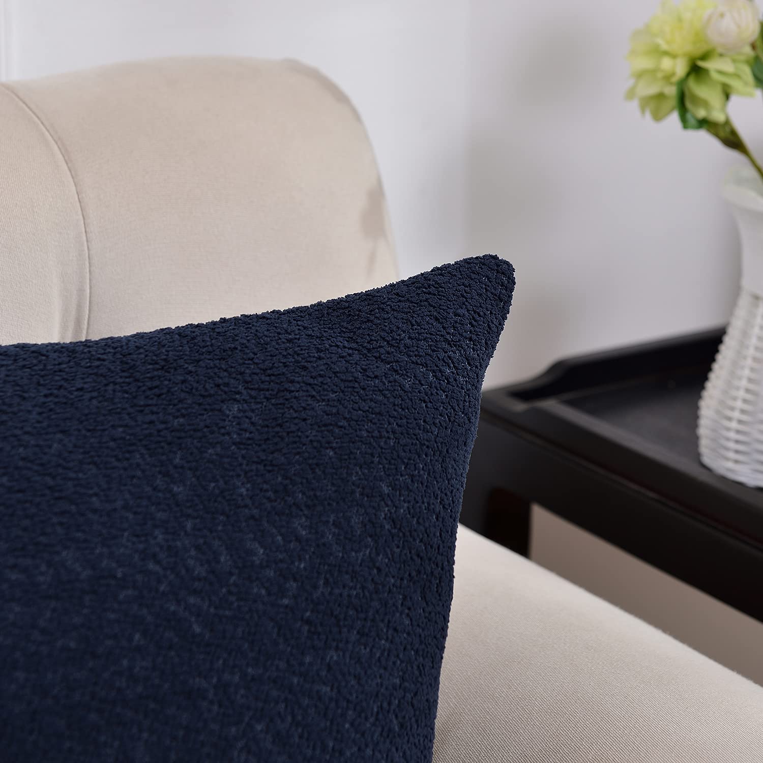 Set di 2 federe per cuscini a righe geometriche, 50 x 50 cm, morbide e moderne astratte per cuscini decorativi a righe blu, nero, bianco, linea a righe, per divano, sedia