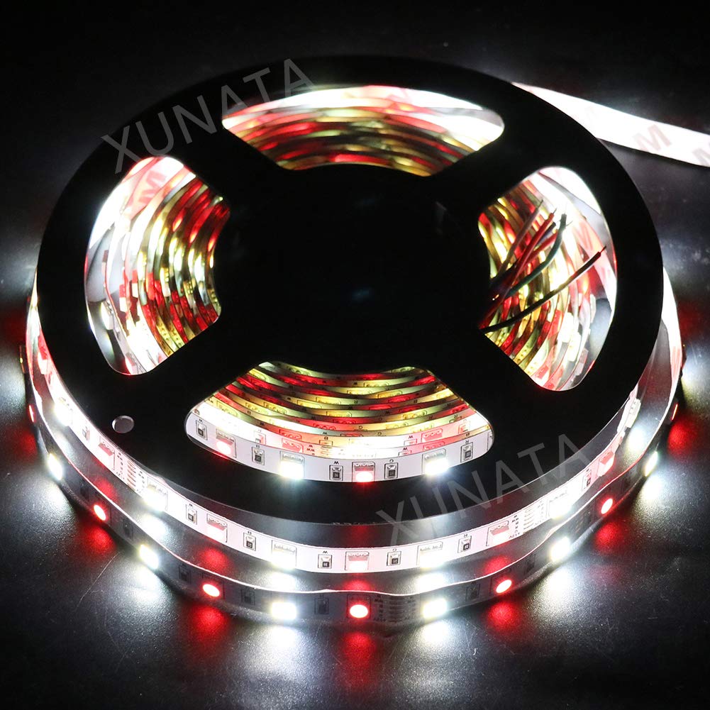 Gql Rgbw (Rgb+White) 5M Rgbww Led Strip, 12V Smd 5050 300 Led Rope Lights, Self-Adhesive Tape Ribbon Low-Voltage For Home Kitchen Cabinet Tv Backlight Decoration (Rgbw, Ip21 Not Waterproof)