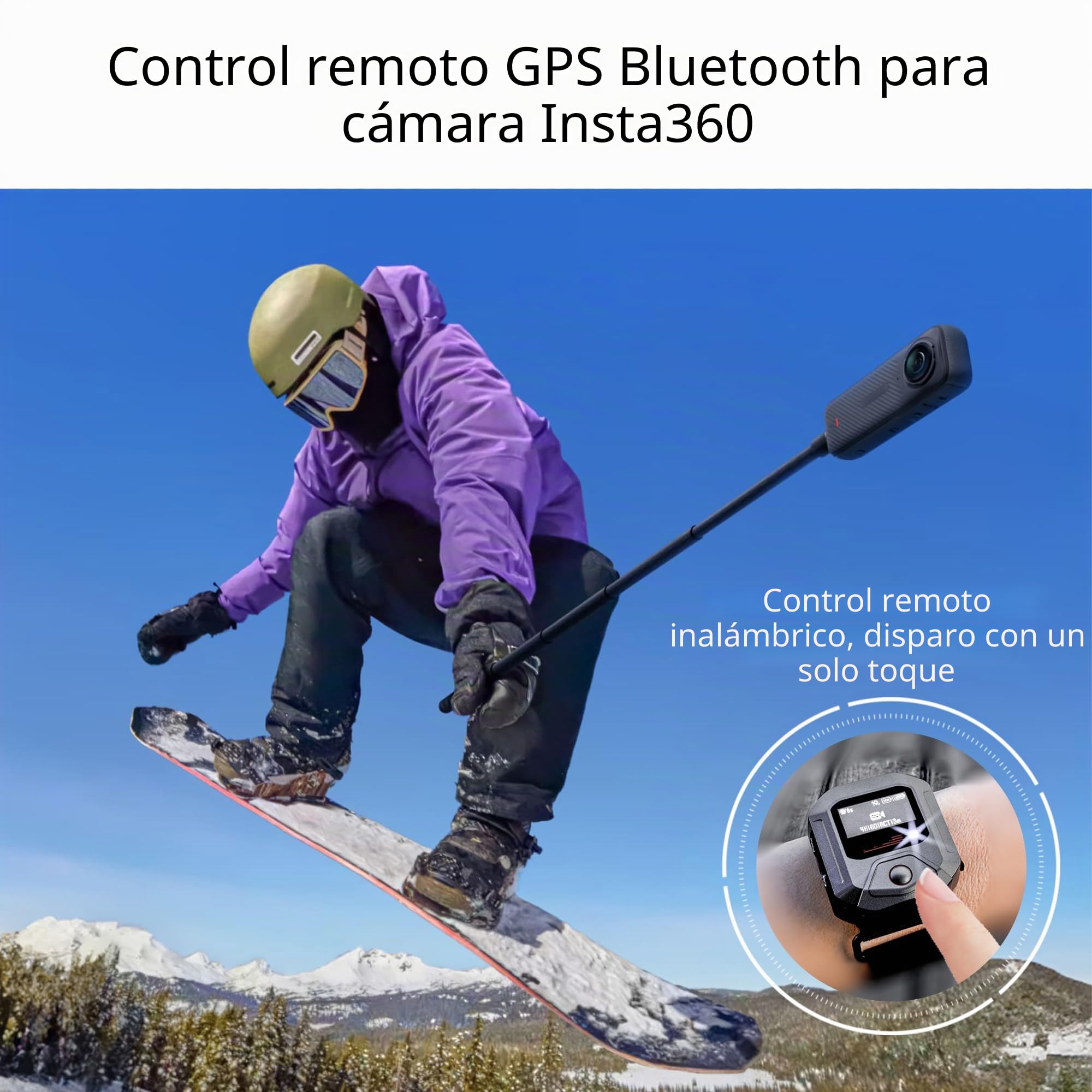 Mando a distancia GPS para cámaras Insta360 X5/X4/X4 Air X3/Go 3S/ACE Pro 2/ACE Pro/ONE X2 Cámaras Remote 25M Range Smart Action Accesorios