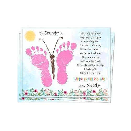 DIY Mothers Day Footprints Butterfly Art Craft Keepsake, Mothers Day