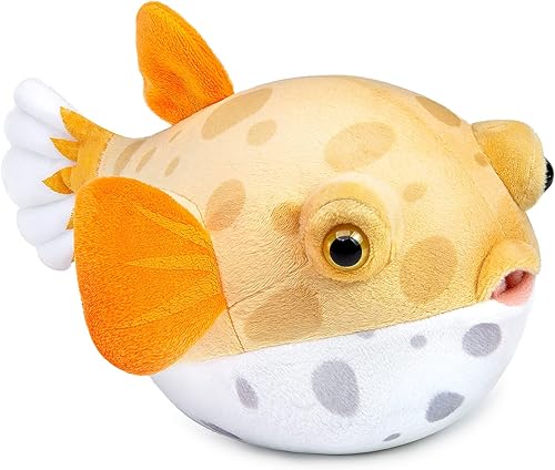 FRANKIEZHOU Lindo juguete de peluche de pez globo, animal de peluche de pez, juguete de peluche, regalos para niños, peces de 7 pulgadas, amarillo