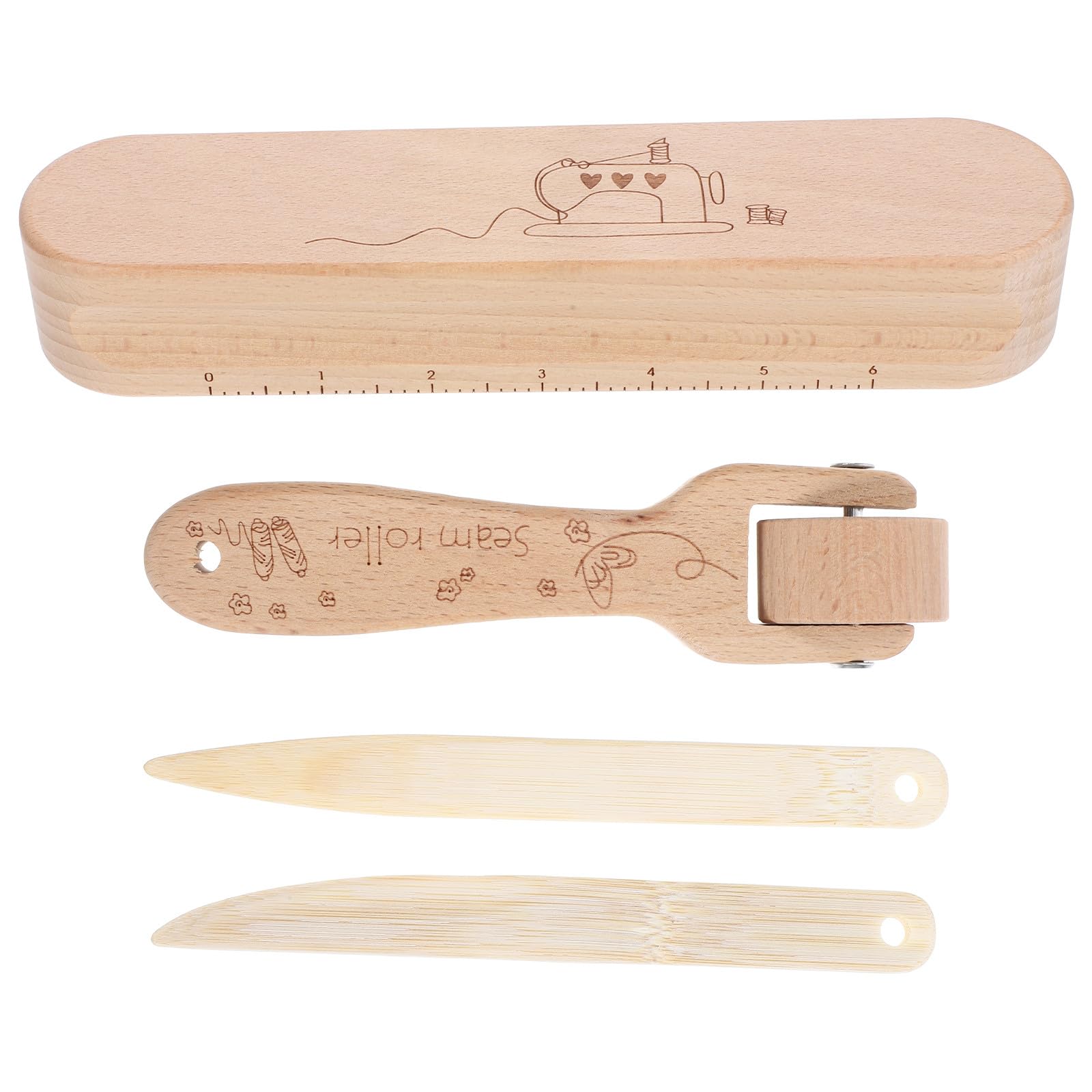 Strumento in Legno per Stirare 4 Pezzi Design Ergonomico, Accessori Versatili per Cucito e Quilting, per Progetti di Cucito a Mano