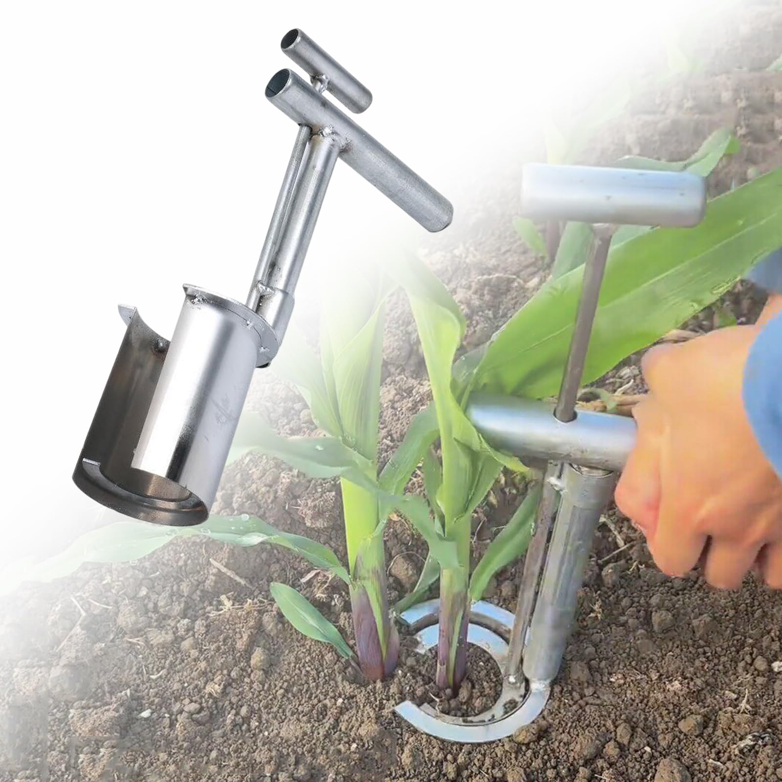 Piantabulbi con impugnatura ergonomica, strumento di trapianto per alberi da frutto in acciaio inossidabile, trapiantatore per piantine, strumento per il trapianto di semi e bulbi