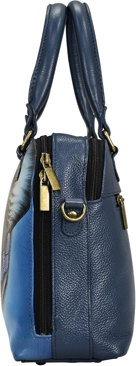 Anna by Anuschka womens Women's Hand-painted Genuine Leather Double Zip Organizer Satchel - Image 7