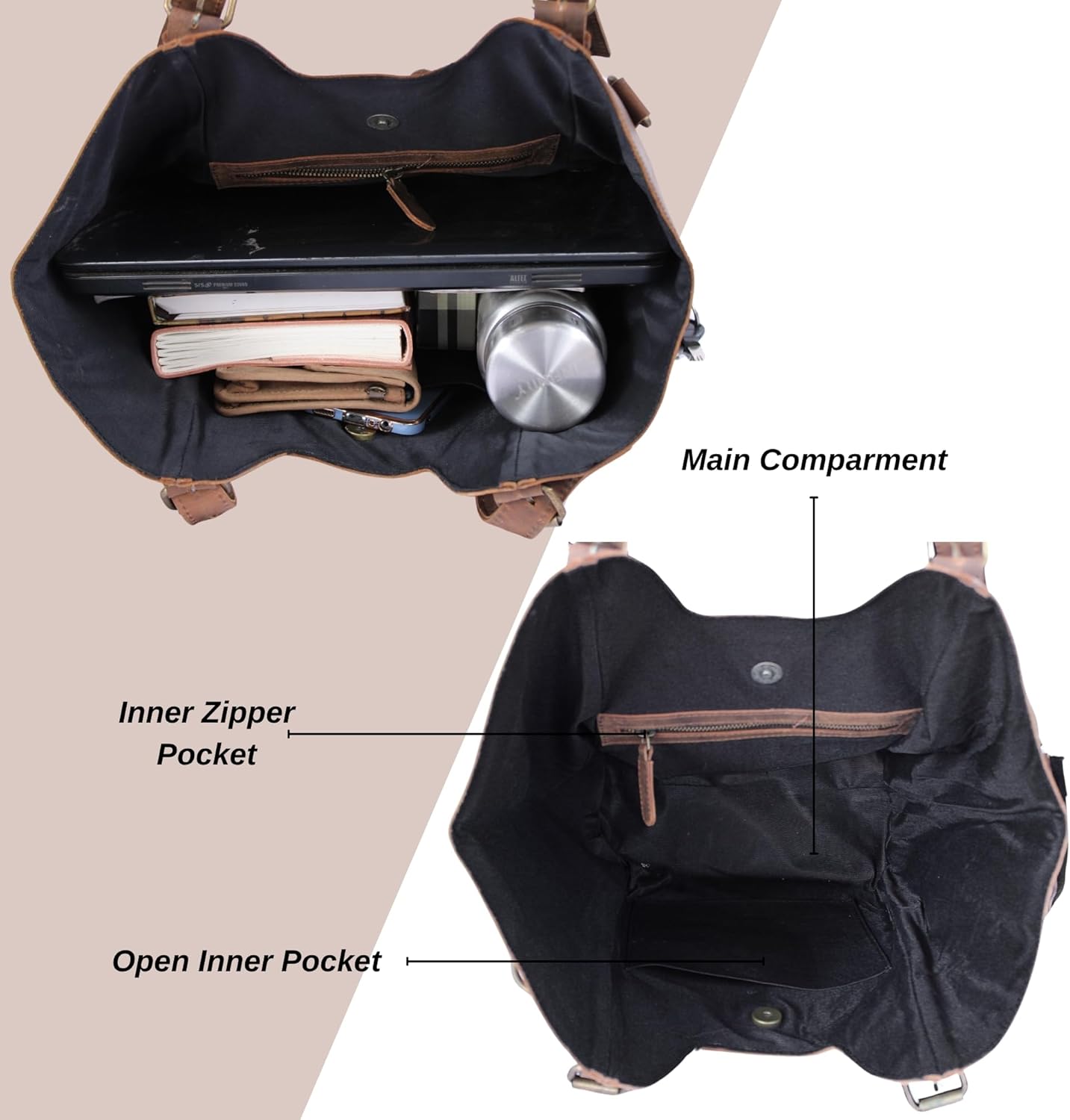 Madosh Genuine Leather Sling Tote Bag – Handcrafted Vintage Shoulder Bag with Top Handle & Detachable Strap for Women