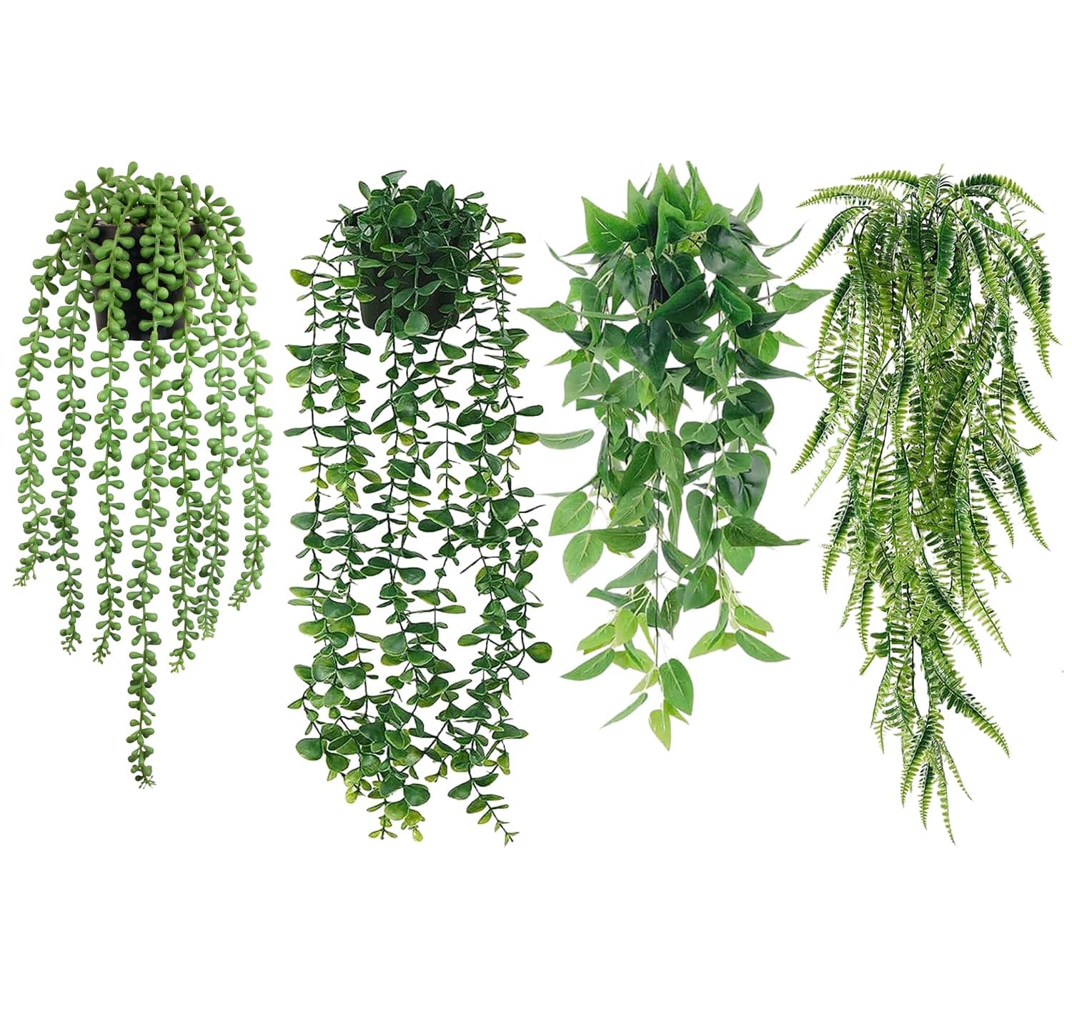 Lifelike Faux Ivy Potted Foliage Lush Artificial Hanging Greenery Decor 4 Pcs