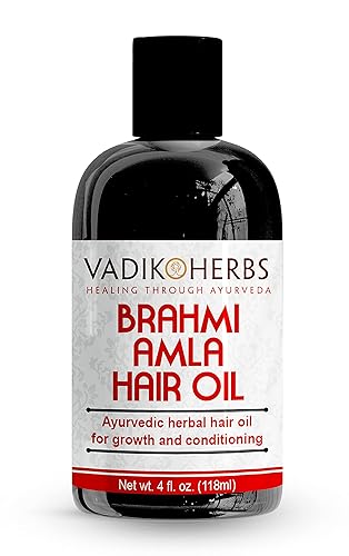 Vadik Herbs Brahmi-Amla - Aceite para el cabello (4 onzas) promueve un excelente crecimiento y acondicionamiento del cabello con aceite de romero,