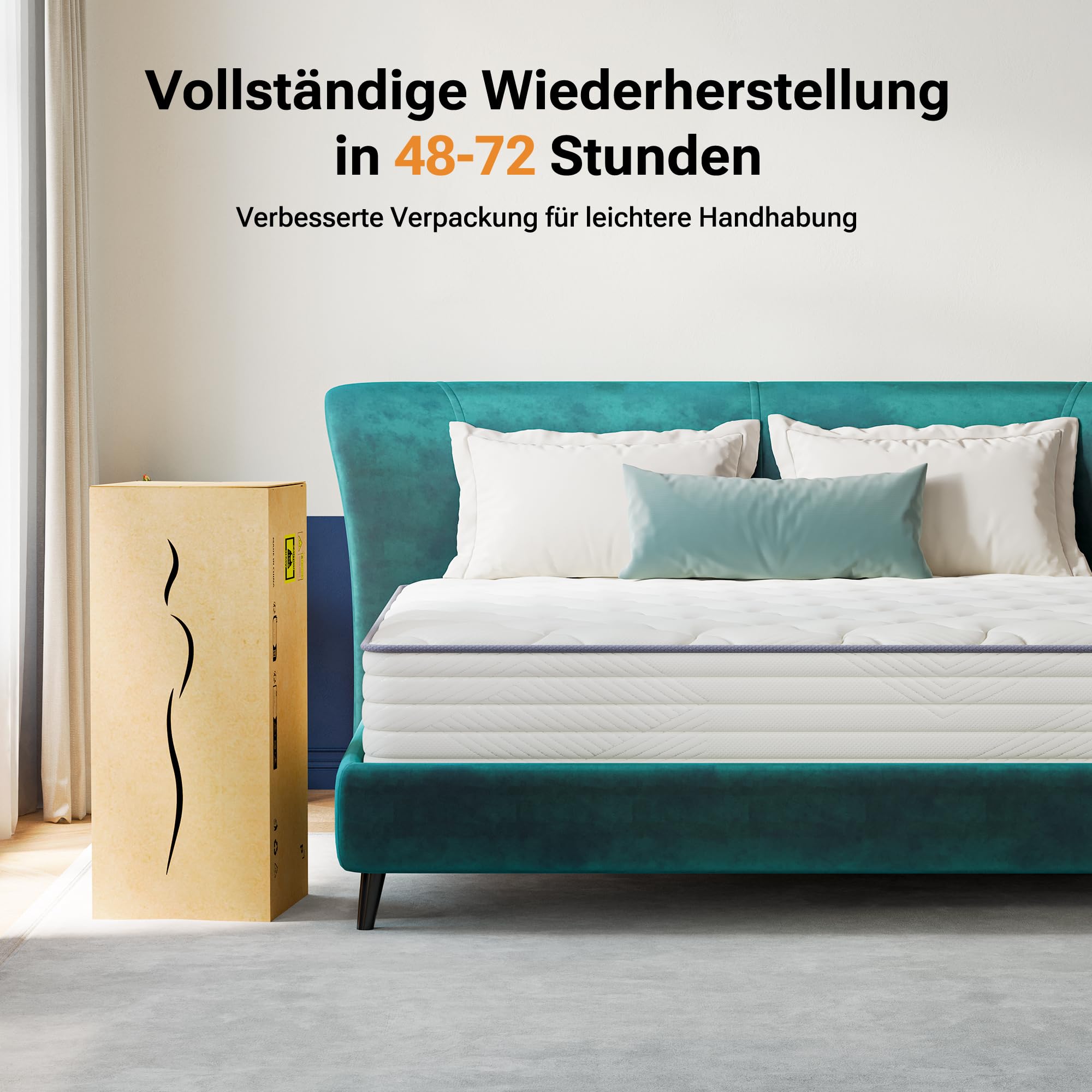 TXO Matratze 140x190 25 cm Hoch, Taschenfederkernmatratze Härtegrad H3, 7-Zonen-Federkernmatratze mit Komfortablem Schaumstoff zur Druckentlastung, Öko-Tex & CertiPUR Zertifiziert