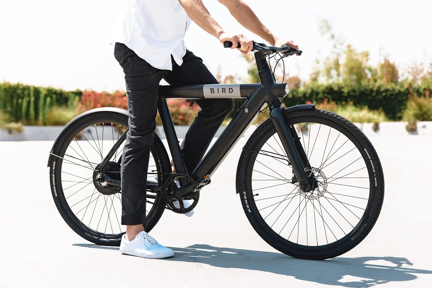 Person riding BirdBike A-Frame eBike