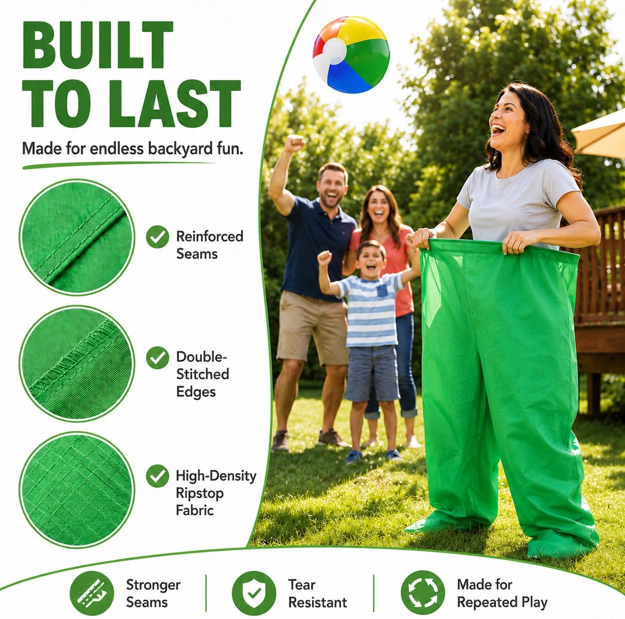 Ideal Swan Granny Pants Yard Game, Outdoor Toss Game Set with 8 Bouncy Ball | Two wearable pants, eight balls and two pumps turn reunions, birthdays and backyard gatherings into team challenge for play