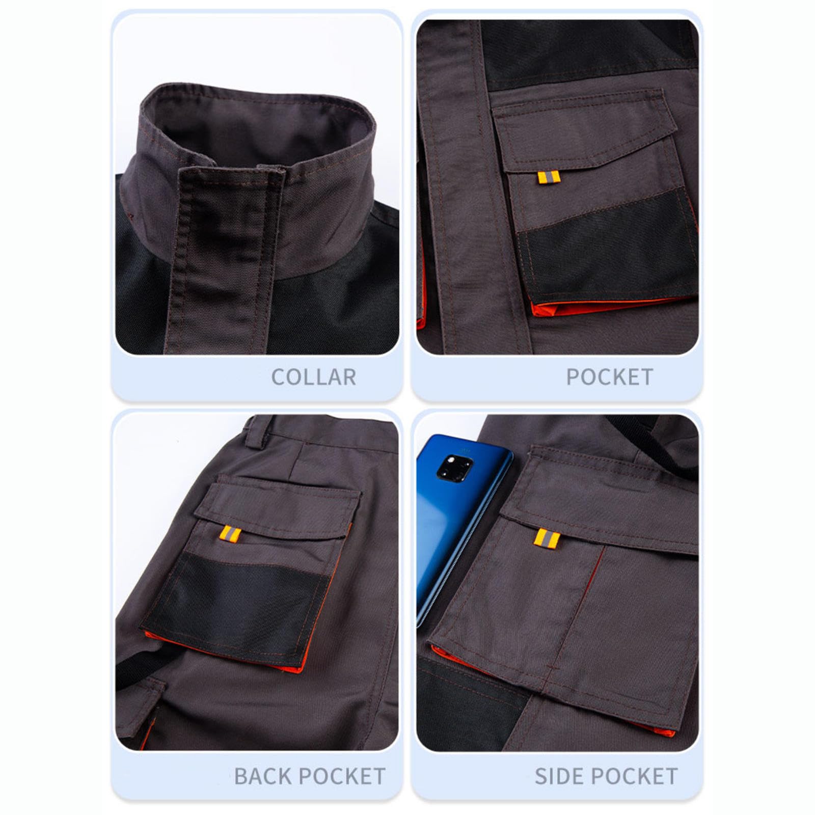 Logo Personnalisé Vêtements De Travail Ateliers Mécaniques Multi-Poches Manteau Personnalisé Ensemble De Pantalons Pochettes À Outils Tissu Durable Ingénieurs Techniciens