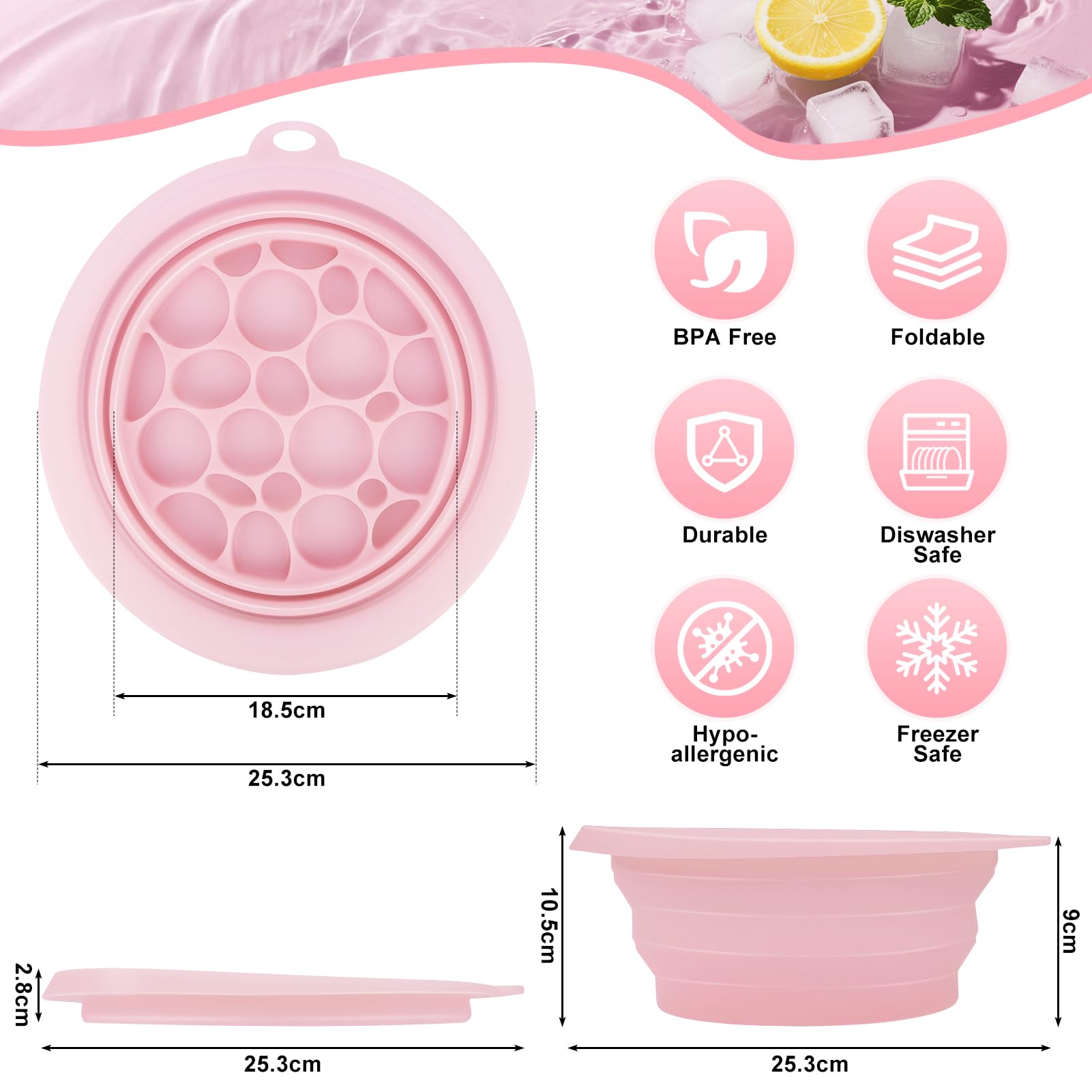 Musiwanna Silicone Ice Face Bowl, Face Bowl for Ice Foldable Ice Bath Facebowl with Built-In Icetray - Image 2