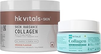 HealthKart HK Vitals Skin Radiance Collagen Powder with Biotin, Marine Collagen (Orange, 100 g) with Collagen Face Moisturizer, All Skin Types, 50 ml