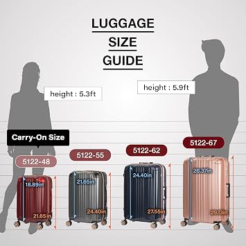 LEGEND WALKER Hardside Expandable Zipper Luggage, Carry-On, 19-inch, Carbon, 5122-48-CB