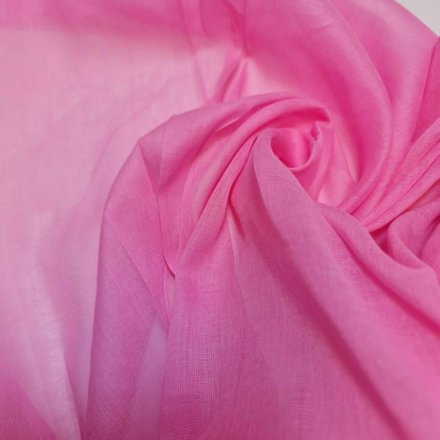 Plain/Solid Dyed 100% Cotton Muslin Fabric (Mulmul/Voile/Cheesecloth) | Soft & Lightweight Dress & Craft Material | 45" (112cm) Wide | Sold Per Meter (Pre-Cut Lengths) (Candy Pink, 5 Meter)