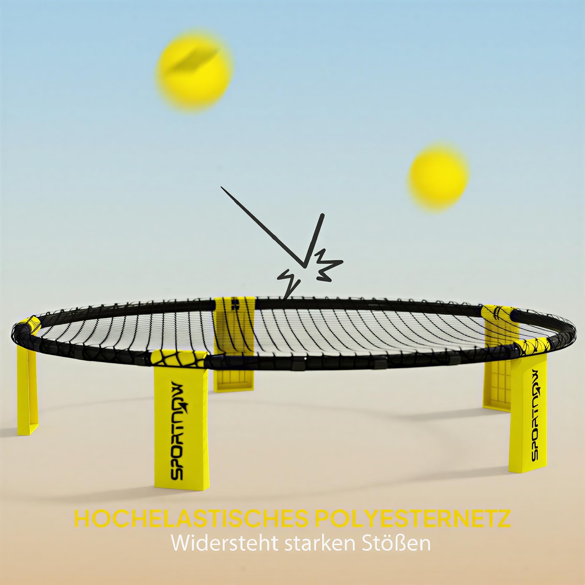 SPORTNOW Roundnet Set Spieleset mit Spielnetz, 3 Bällen, Tragetasche und Ballpumpe, Blinngoball Set für Garten, Park, Strand, drinnen