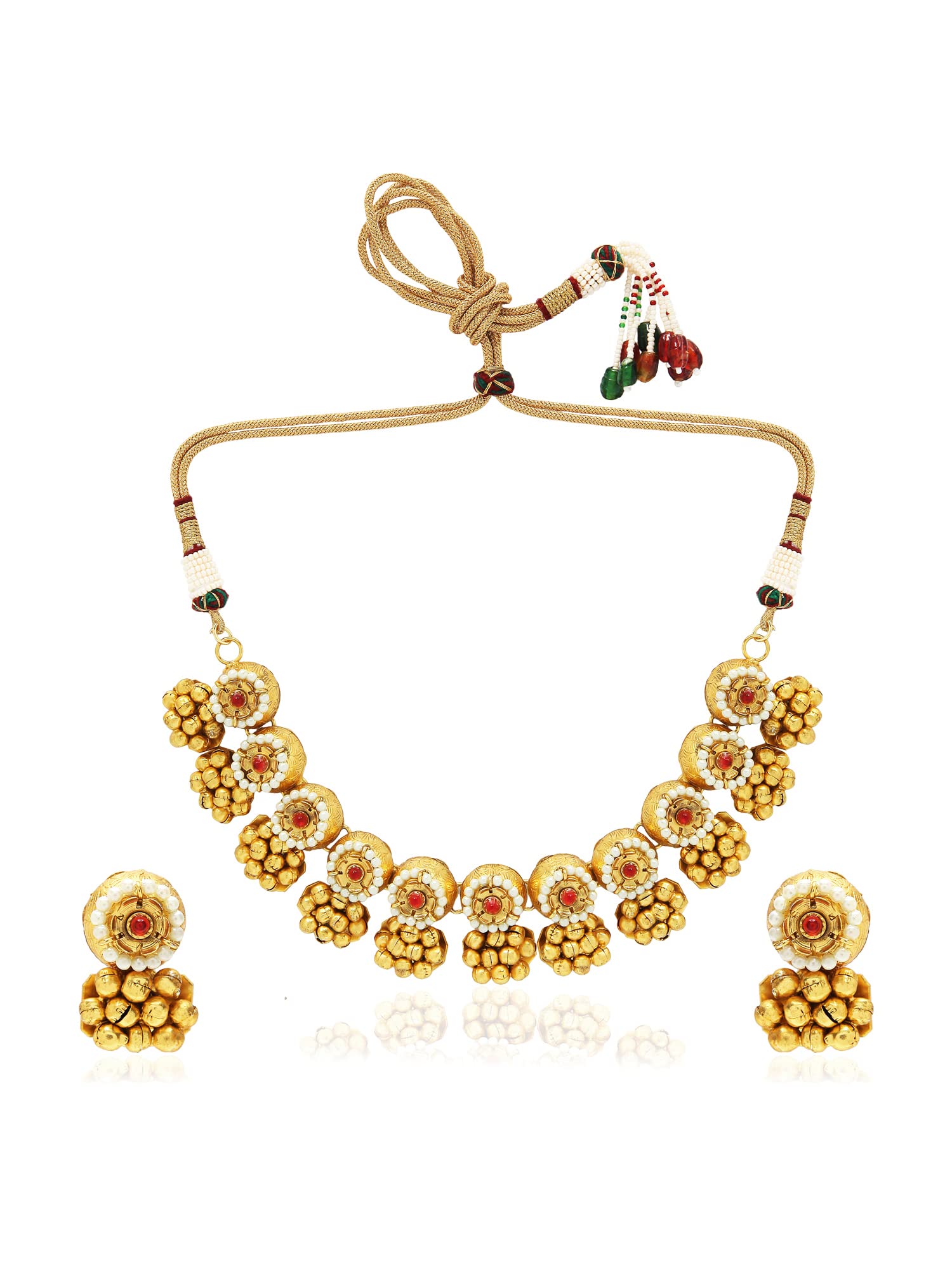 I Jewels 18k Gold Plated Antique Choker Necklace Jewellery Set with Earrings for Women & Girls(MC094FL) (B09XVG2M44) Amazon Price History, Amazon Price Tracker