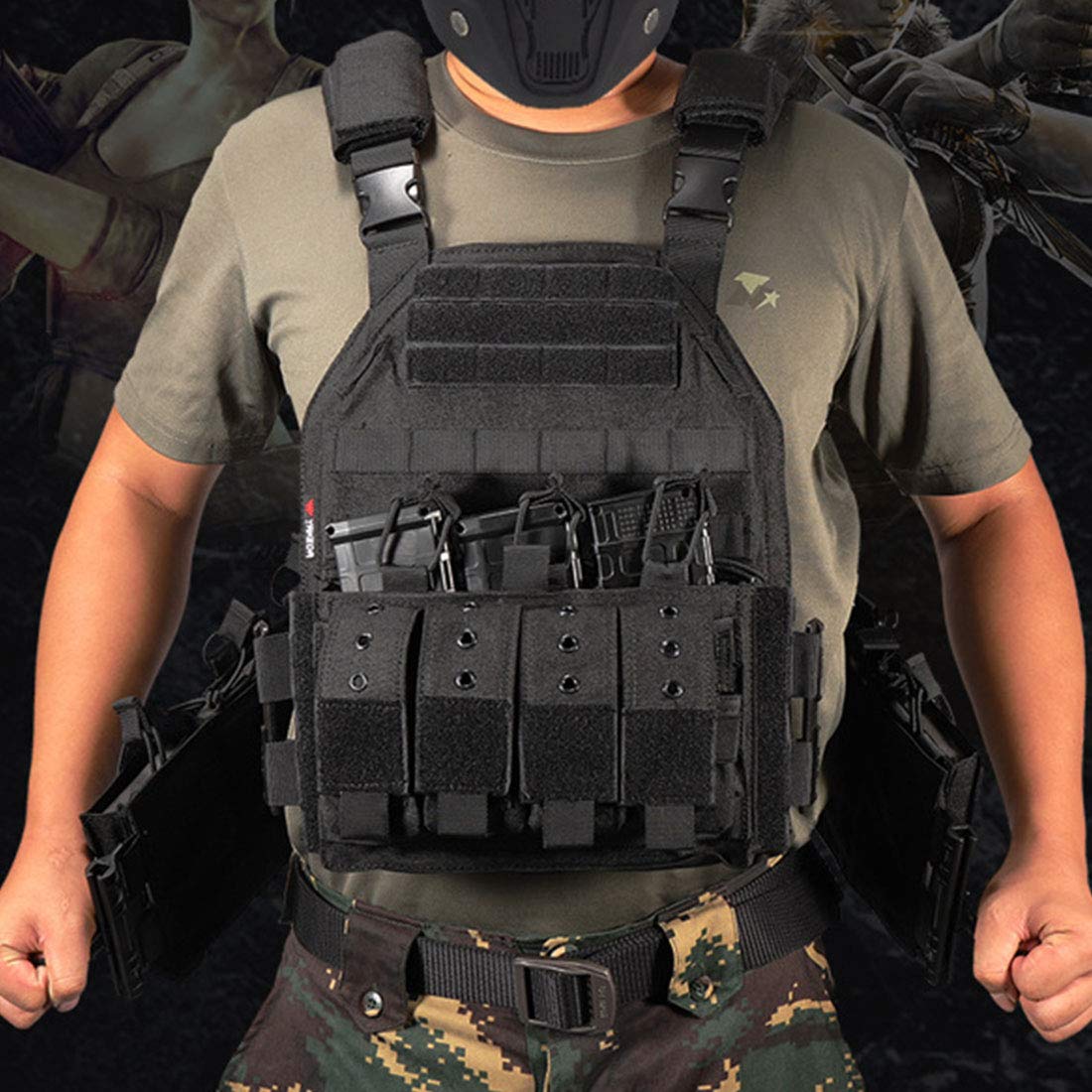 BLUEBLUE YAKEDA Modular Tactical Vest Quick Release Plate Carrier Tactical Vest CP Upgraded
