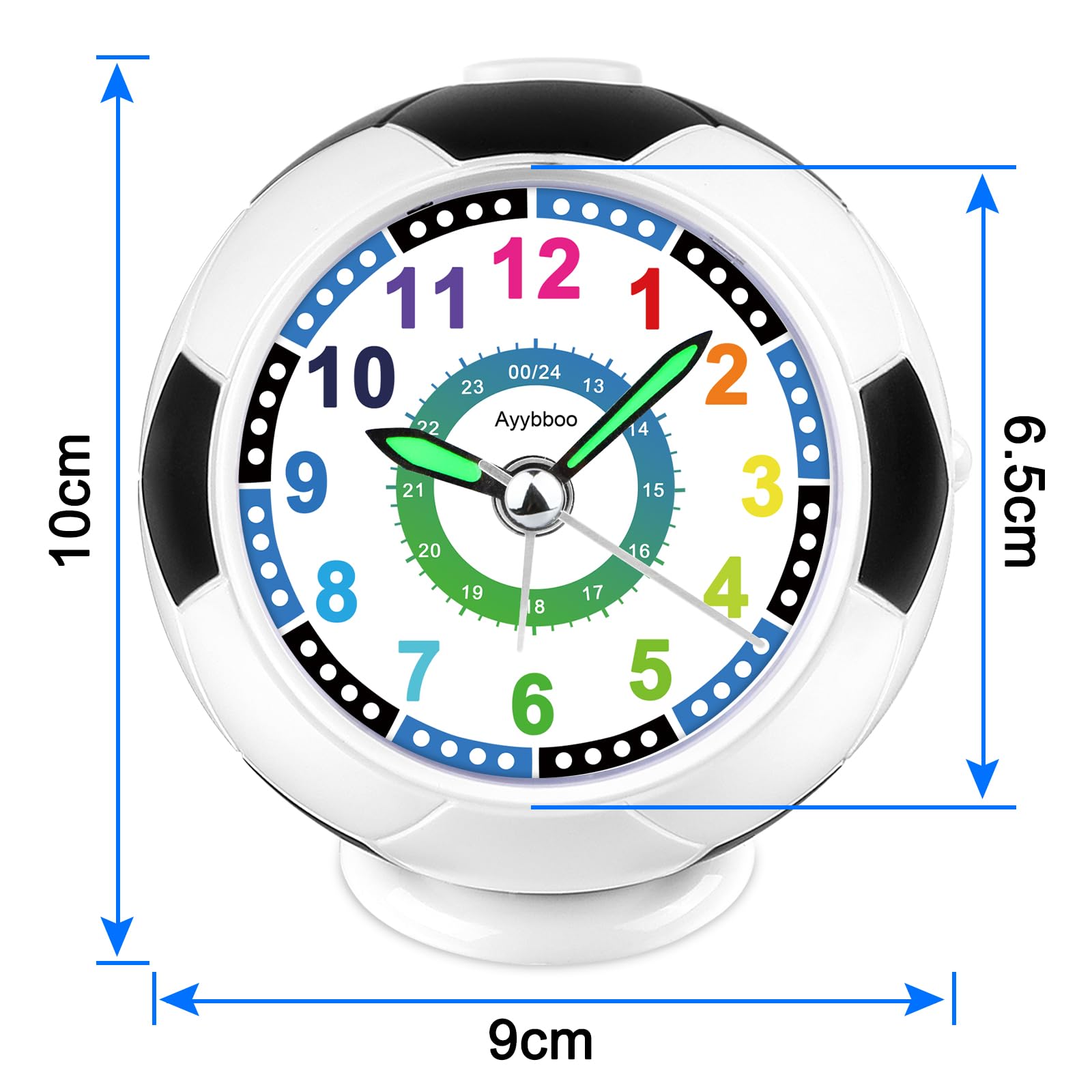 Ayybboo Réveil Enfant Football – Analogique Silencieux Sans Tic-Tac – Avec Veilleuse Et Snooze 5 Min – Design Foot Fun Pour Garçons Et Filles Débutants