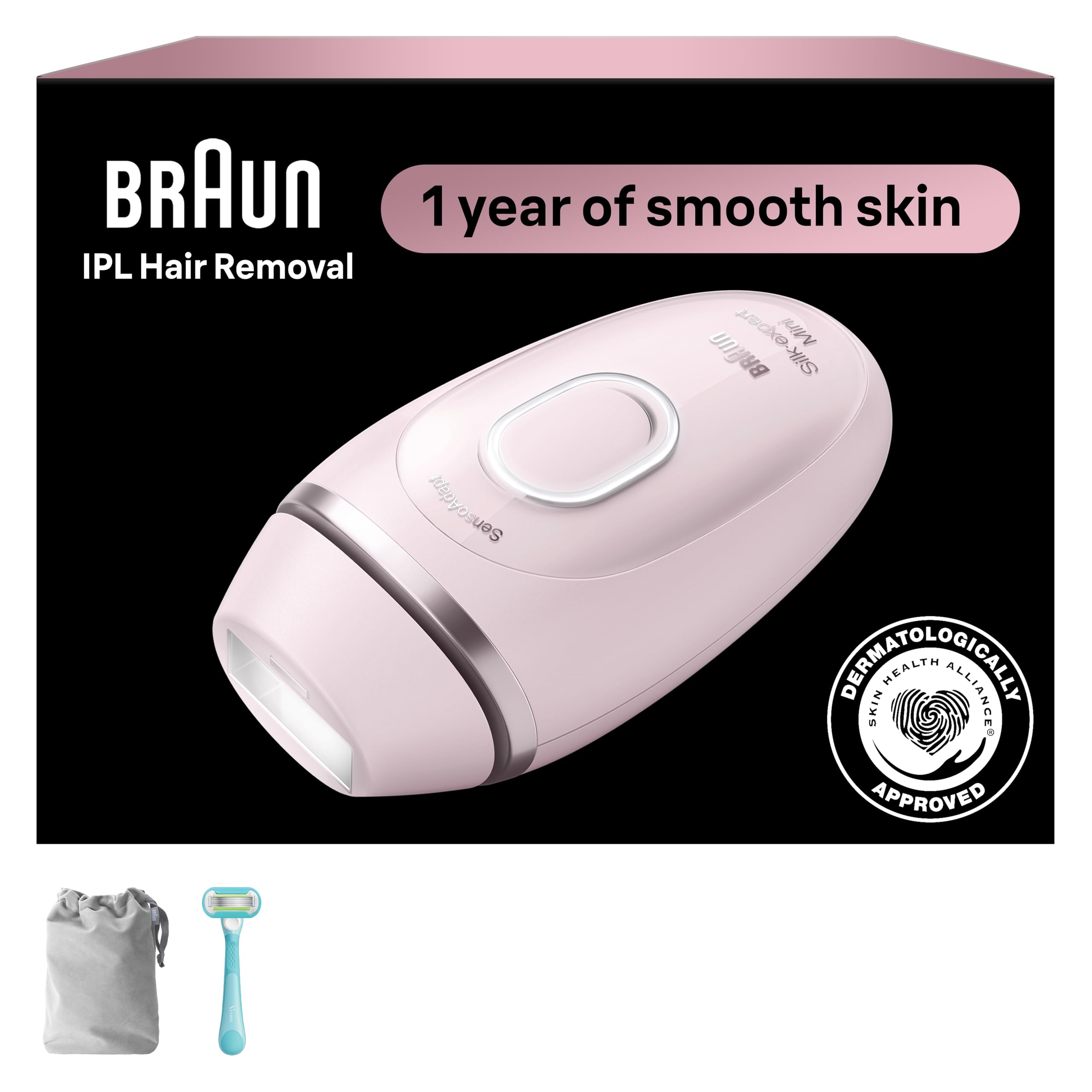 Braun IPL Mini, Silk·Expert Mini, IPL Hair Removal for Women and Men, Permanent Laser Hair Reduction At-Home, IPL1111