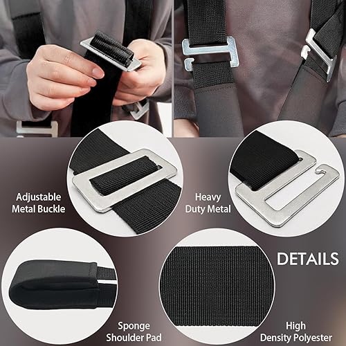 Miniatura 9 de Correas móviles, sistema de elevación y movimiento para 2 personas, correas móviles para electrodomésticos o muebles para levantar, correas de