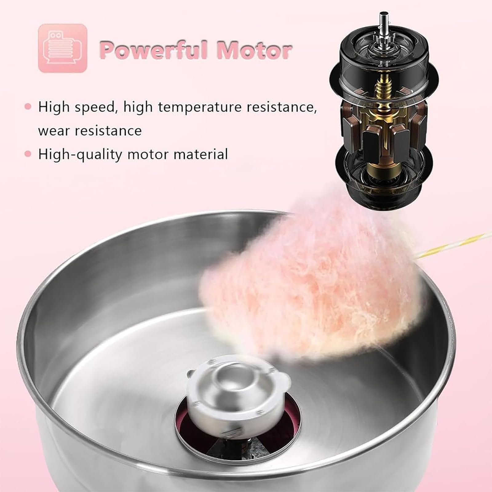 TsoLay Máquina Comercial para Hacer Algodón De Azúcar, Máquina Eléctrica para Hacer Malvaviscos De Colores Elegantes con Recipiente De Acero Inoxidable De 45 Cm, Temperatura Ajustable, para Fiestas