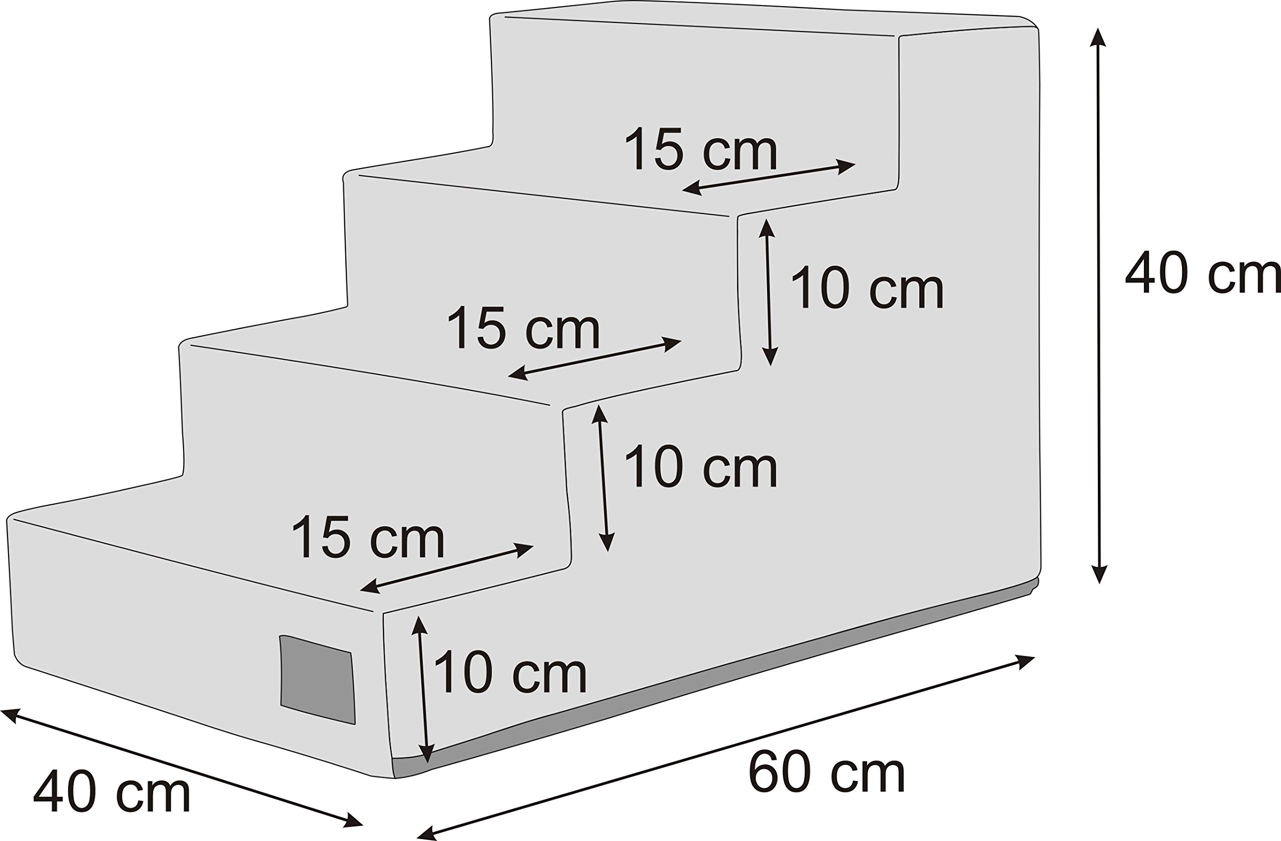 Scaletta per cani con 4 gradini, per animali deboli, per animali anziani, aiuto per la salita, grigio Inari, L - 40 x 60 x 40 cm