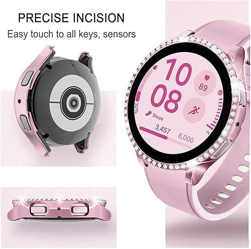 Vista 233 de Correas compatibles con Samsung Galaxy Watch FE / 5/4 de 1.575 pulgadas, correa de metal con diamantes de imitación brillantes de 0.787 pulgadas