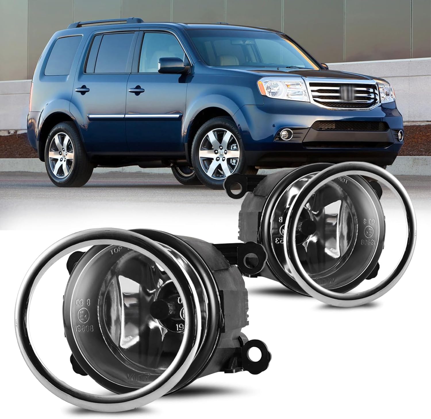 Fog Lights for Honda Pilot 2012-2015 with Bulbs H11 12V 55W Fog Lamps Replacement Wiring Kit & Switch Included- 1 Pair(Clear glass lens)