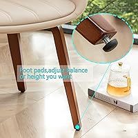 Vista 4 de Mid Century Modern Faux Leather Upholstered Dining Chairs,Armless Accent Chairs with Sturdy Natural Wood Legs,Bamboo Backrest Support for