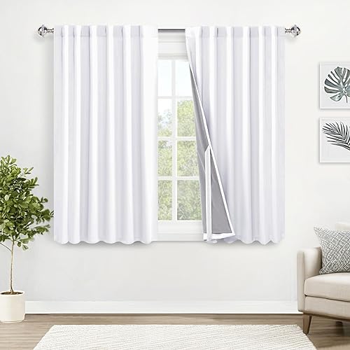 Cortinas 100% opacas con alzapaños, 2 capas gruesas completamente sombreadas, tratamiento de ventana con aislamiento térmico, bolsillo para barra y