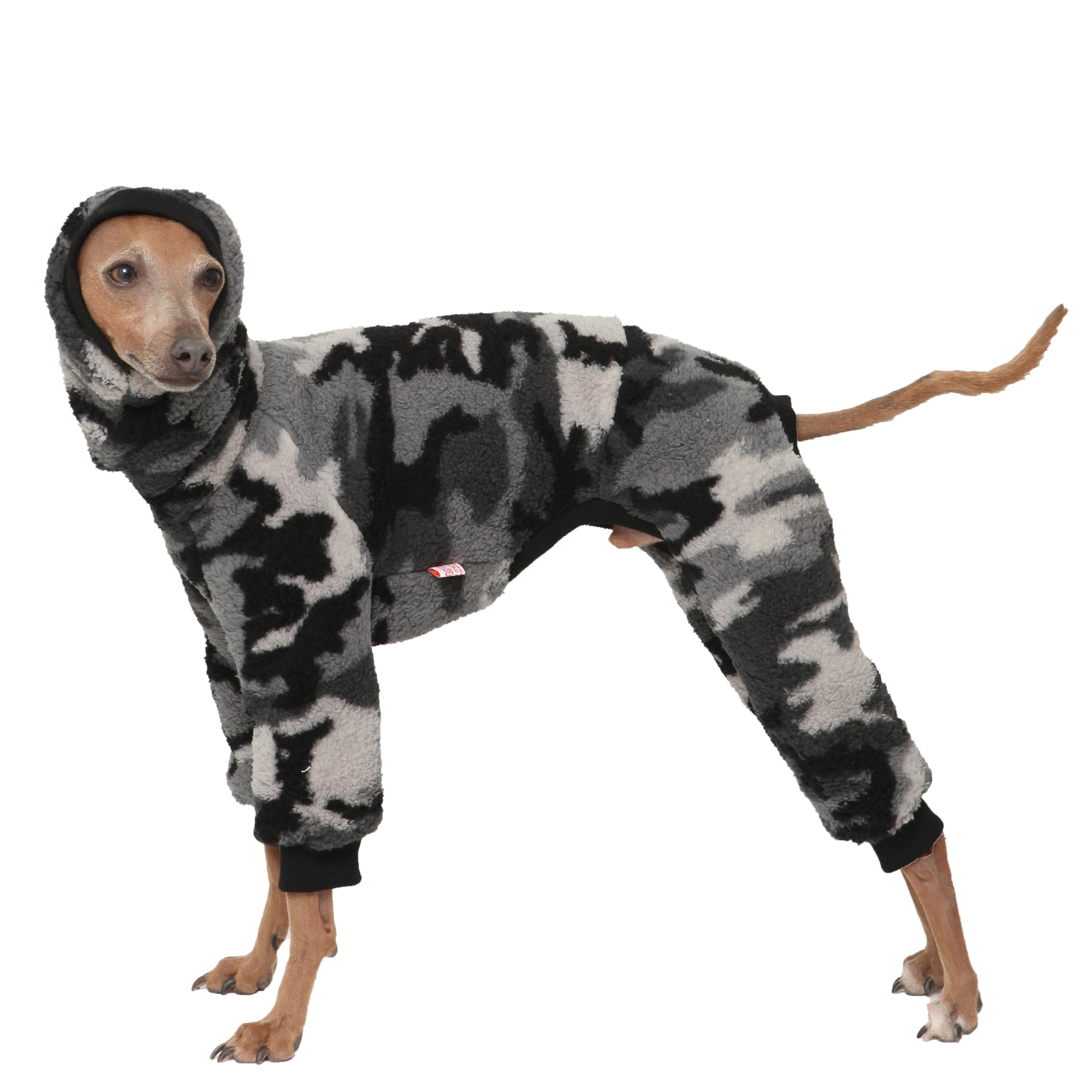 D DOGGY STAR Italian Greyhound Sweater Turtleneck Outfit Camo Warm Fleece Onesie Clothes Whippet for Dog Coat (S,FLC Grey Camo) — image 1