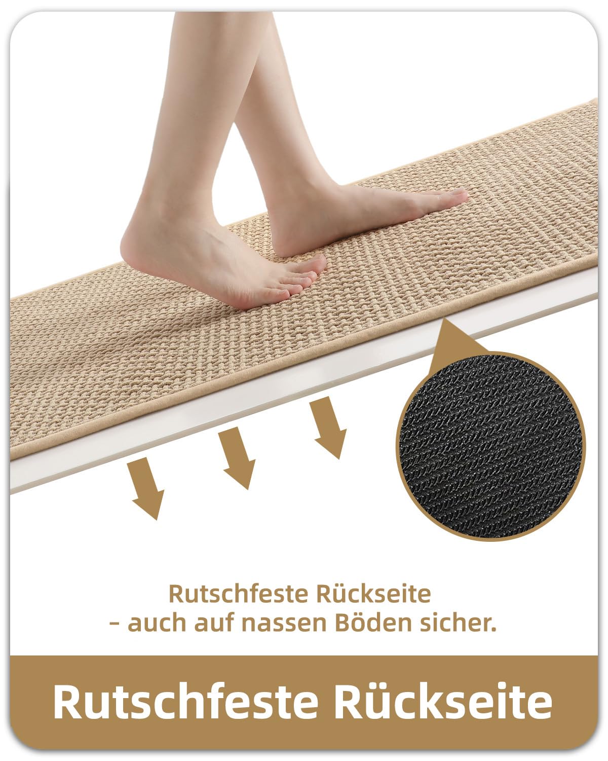 COLOR&GEOMETRY Badematte 60x90cm Beige Chenille, rutschfest saugfähig | Gummiboden rutschfest, ultraweich aus Chenille, saugfähig & waschbar Badvorleger für Bad, Dusche, Wanne