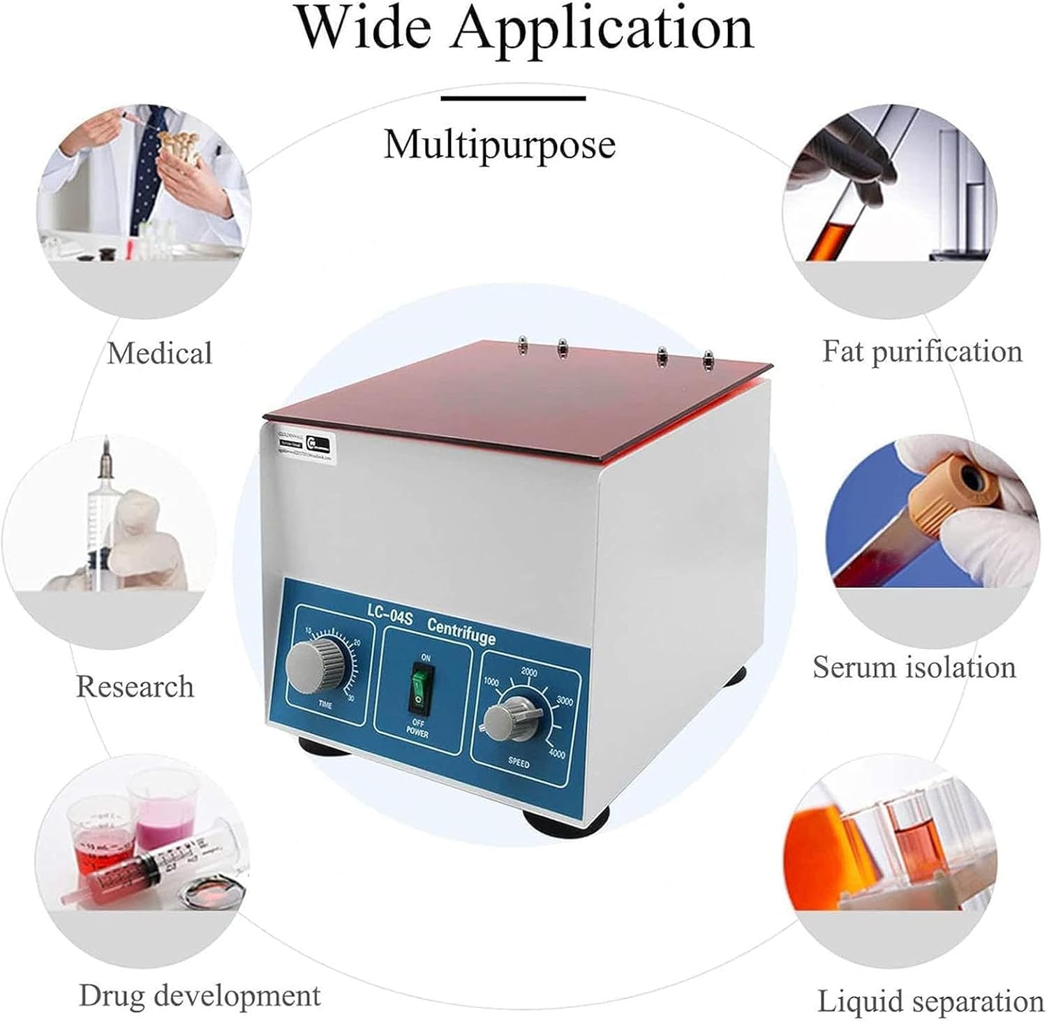 Lab Centrifuge Machine Benchtop 20mlx6, 0-4000rpm /1795xG, Low Speed Electric Centrifugal Machine for Universaity Laboratory