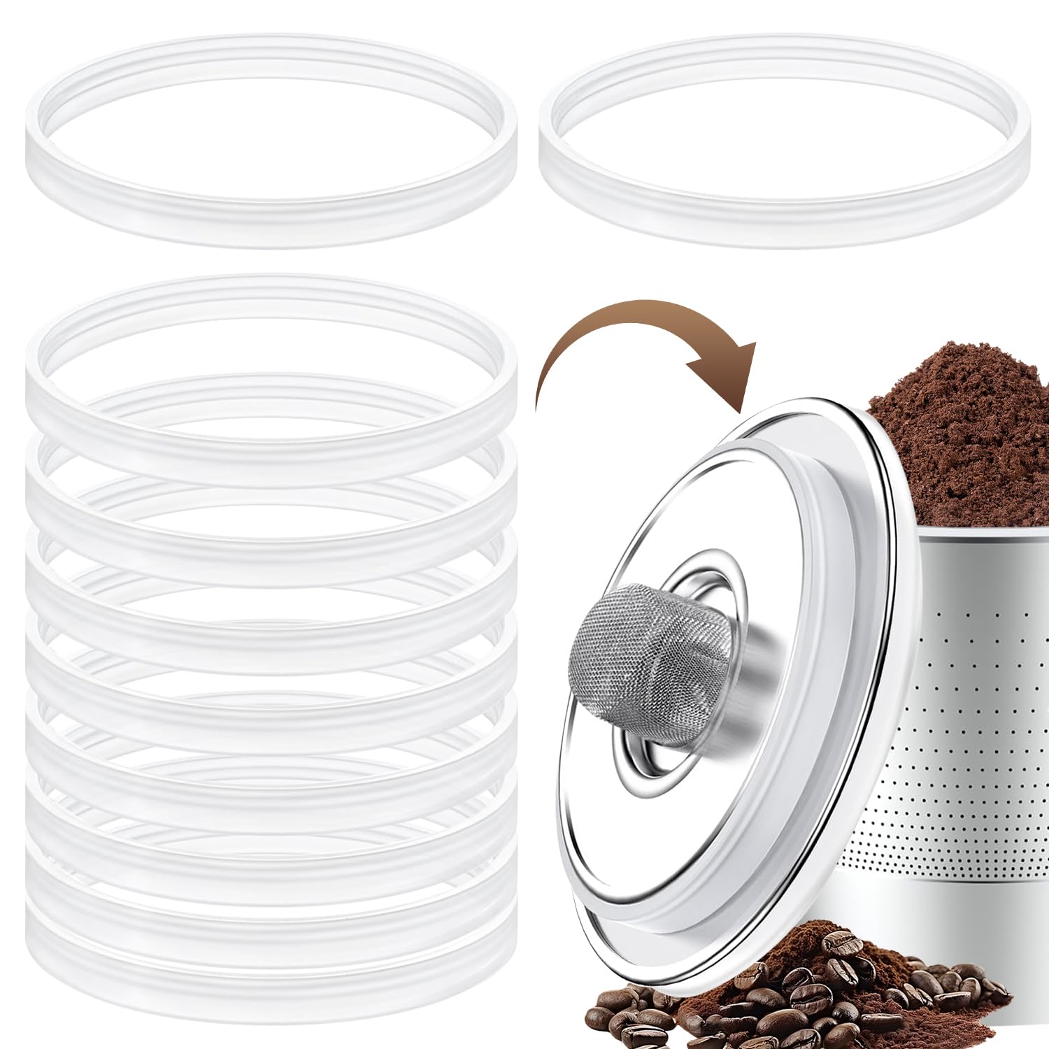 Photo 1 of 10PCS Reusable Gaskets K Cups for Keurig,Silicone Gaskets for Keurig Stainless Steel Refillable,Replacement for Stainless Steel K Cup Lid (10 Pcs)