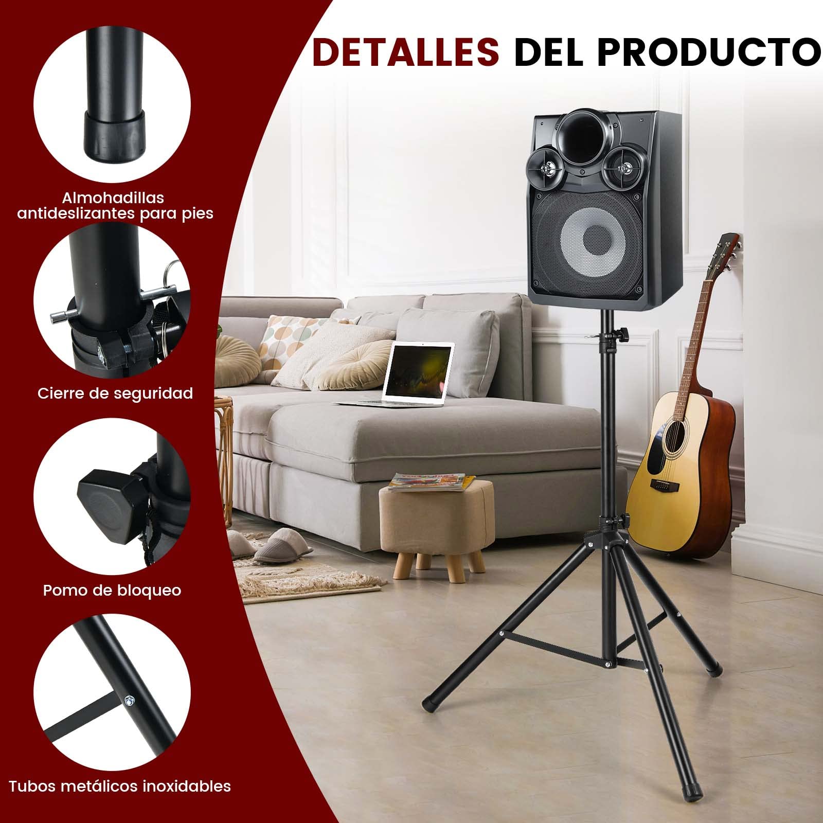 COSTWAY Trípode para Altavoz Soporte Profesional Plegable Altura Ajustable Desde 97-183 cm Capacidad Carga hasta 50 kg