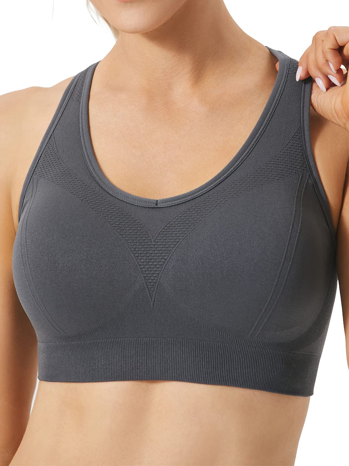 Sponsored Ad – Racerback Sports Bra for Women - High Impact Padded Seamless Activewear Bras for Yoga Gym Workout Fitness