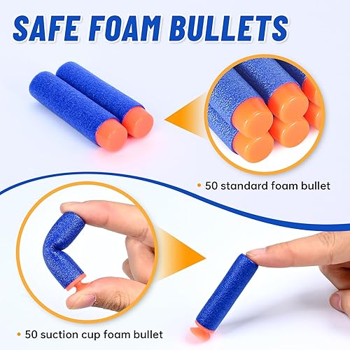 Miniatura 3 de Pistola de juguete para dardos Nerf Guns  Rifle de francotirador de juguete realista con alcance, 100 balas de espuma suave, 3 revistas, pistola de
