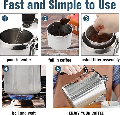 Miniatura 6 de Hillbond Grupo de piezas de repuesto para cafetera, compatible con cafetera de camping de 9 tazas