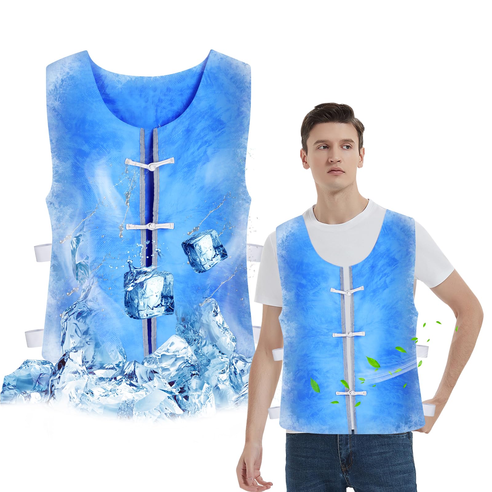 Chaleco Hielo,Chaleco Refrescante tipo cárdigan,Chaleco Refrescante para Hombre y Mujer,Chaleco Hielo Resistente al Calor Verano,Chaleco de hielo para deportes al aire libre, altas temperaturas