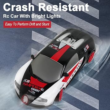 RC Drift Araba Uzaktan Kumanda Araba 2.4GHz 1:24 Ölçekli 4WD 15KM/H Yüksek Hızlı Model Araç LED Işıkları Sürüklenen Lastik Yarışı Spor Oyuncak Araba Yetişkin Erkek Kız Çocuklar için Hediye 2 Adet Şarj