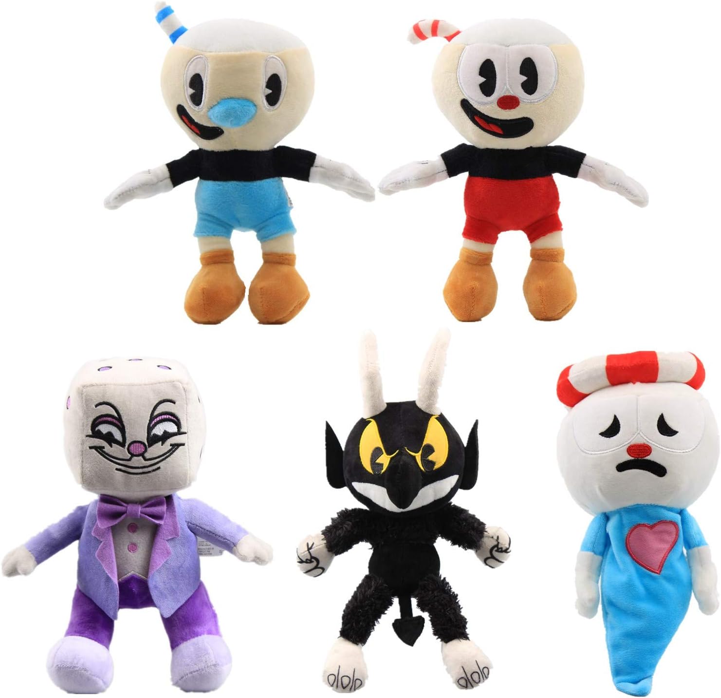 UiUoU Cuphead Mugman the Devil King Dice Ghost Chalice Plush Figures Set of 5pcs