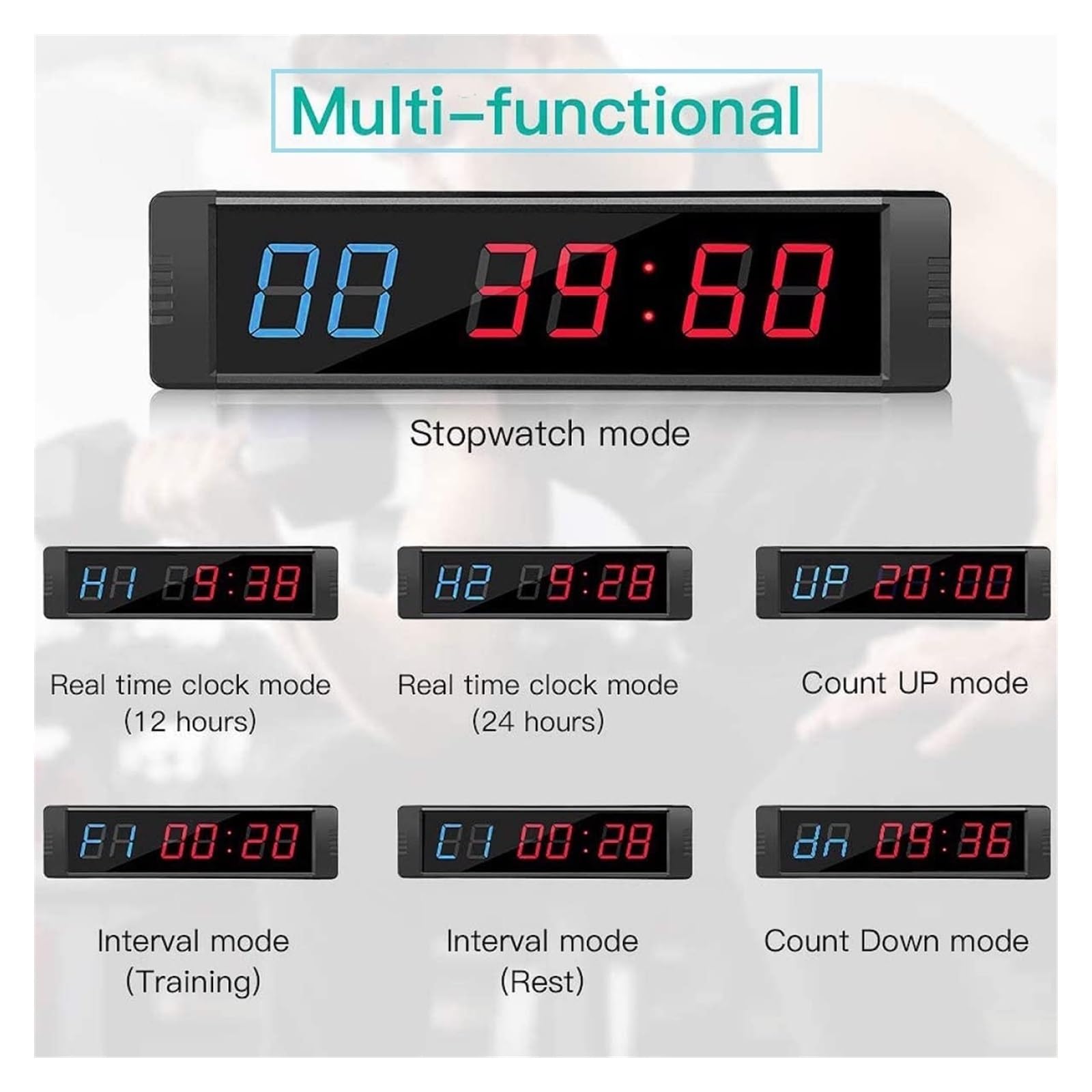 Timer palestra, Timer da palestra for allenamento con controllo remoto e tramite telefono App LED Intervallo di Allenamenti Orologio Conto alla rovescia