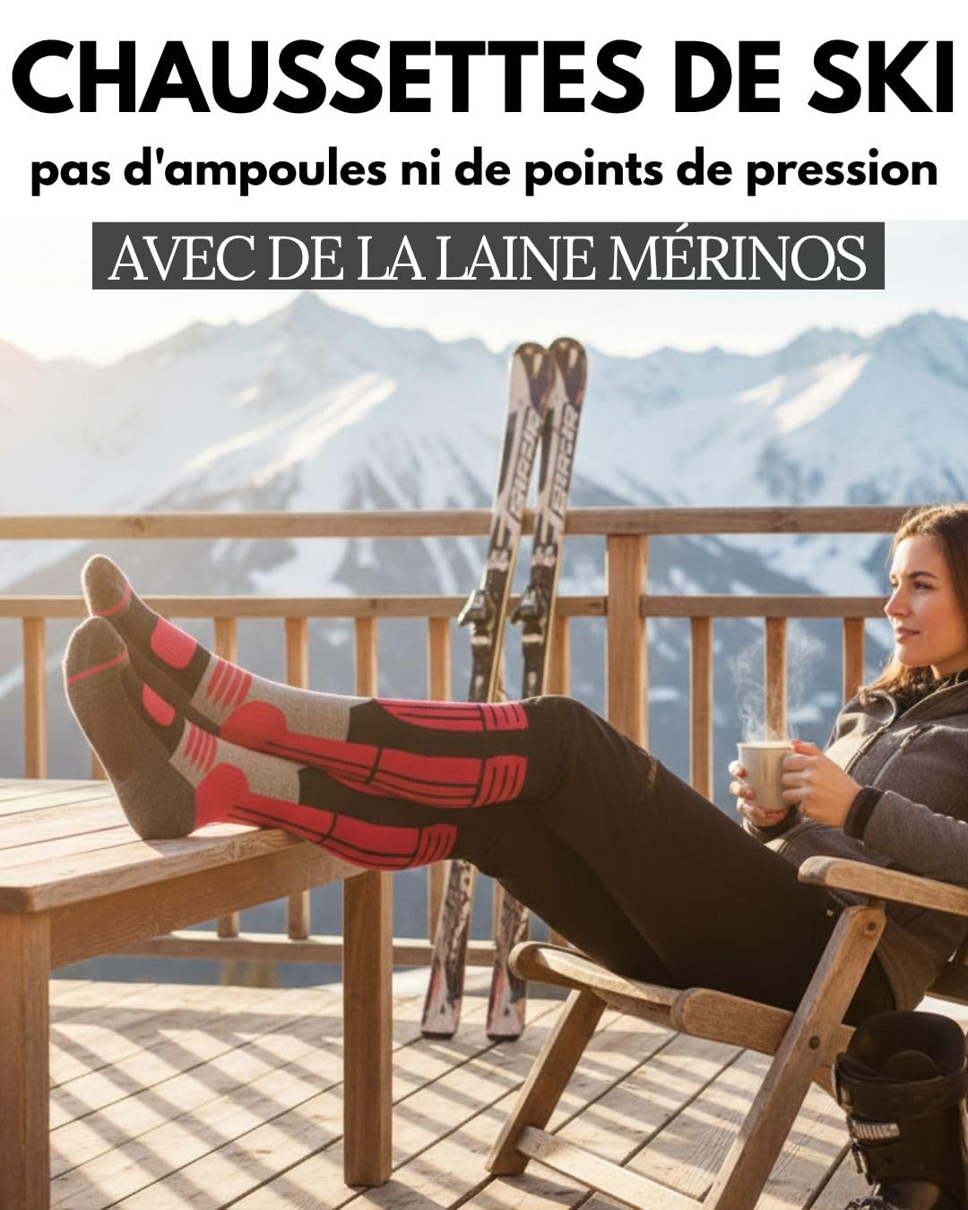 sockenkauf24 Chaussettes de Ski Femme Laine Merinos 2 Paires